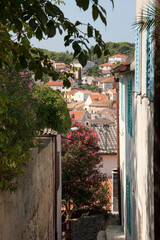 Alley with flowers in Croatia