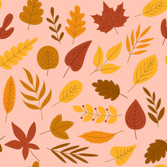 Autumn and thanksgiving seamless pattern with falling leaves Vector illustration - 632045300
