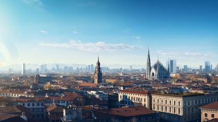 Fototapeta na wymiar Milan city Beautiful Panorama view