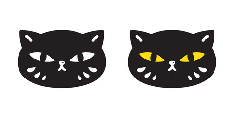 cat vector black kitten face head icon calico neko pet breed doodle cartoon character symbol stamp tattoo scarf illustration isolated design