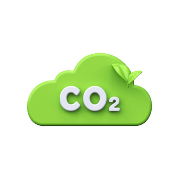 Reducing carbon emissions. 3d icon CO2 gas cloud