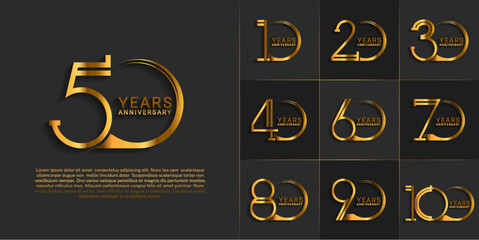 set of anniversary logotype gold color for special celebration event
