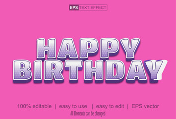 Happy Brirthday text effect, easy to use, vector text effect