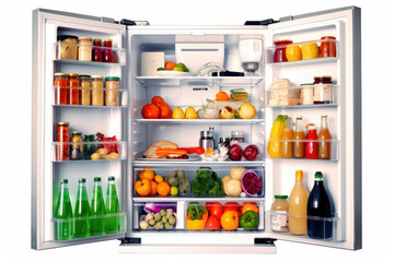 Stocked Refrigerator: Clean White Background