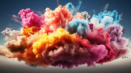 Fototapeta premium Set colorful cloud explosion game effect Isolated smoke element of gas explosion