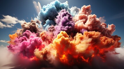 Fototapeta na wymiar Set colorful cloud explosion game effect Isolated smoke element of gas explosion