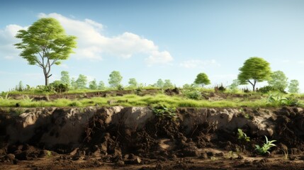 Obraz premium Soil ground or underground layers, grass, land and earth texture.