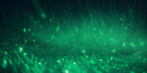 abstract blurred green lights in the night, background