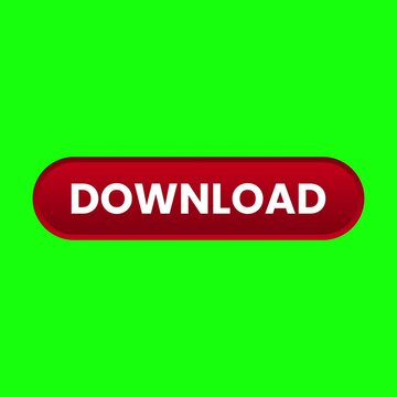 Red Download button template on green screen