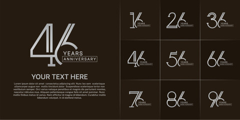 set of anniversary logotype silver color for special celebration event