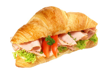 Croissant with Ham - Transparent PNG Background