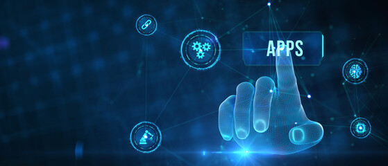 Business, Technology, Internet and network concept. APPS abbreviation. Modern technology concept. 3d illustration