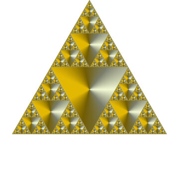 Triángulo De Sierpinski en color oro metálico.