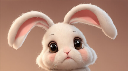 Cute cartoon bunny. Generative AI.