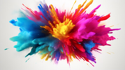 Explosion de couleurs, sur fond blanc, abstrait