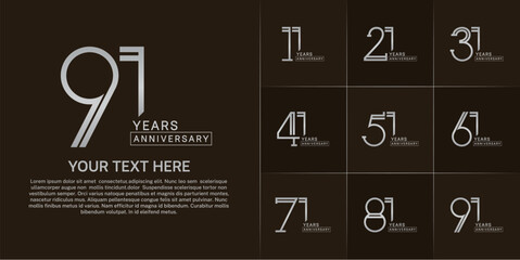 set of anniversary logotype silver color for special celebration event