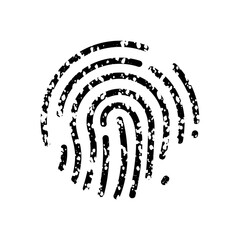 ID Symbol. Biometric Identification Silhouette Icon. Thumbprint, Finger Print Pictogram. Security and Protection. Fingerprint Sign. Unique Human Imprint. Scan Password. Isolated Vector Illustration