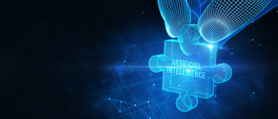 Artificial intelligence (AI), machine learning and modern computer technologies concepts. 3d illustration