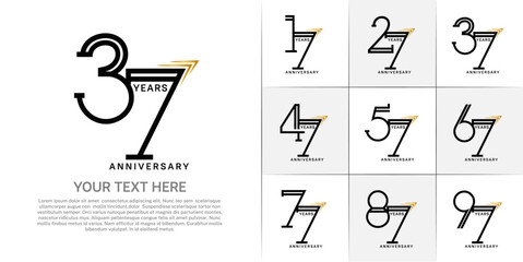 set of anniversary logotype black color for special celebration event
