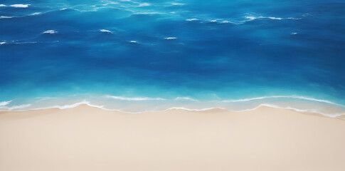 Fototapeta na wymiar Beach and sea on sand background. Generative ai art.