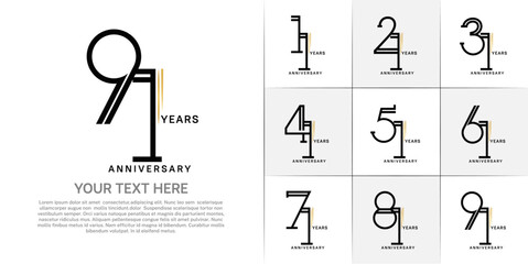 set of anniversary logotype black color for special celebration event