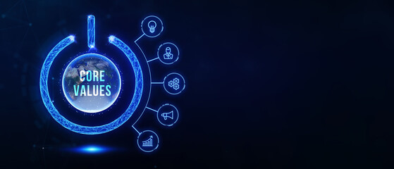 Business, Technology, Internet and network concept. Core values responsibility ethics goals company concept. 3d illustration