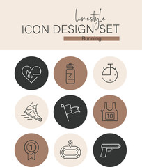Linestyle Icon Design Set Running