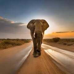 Obraz premium elephant at sunset