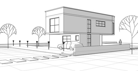 architecture house with consoles 3d © Svjatoslav