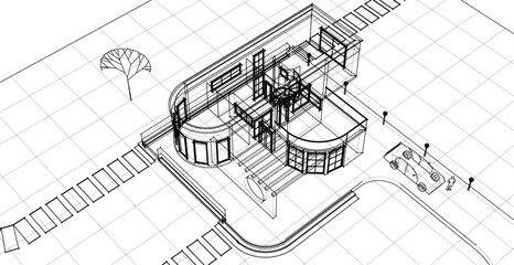 architecture house with consoles 3d © Svjatoslav