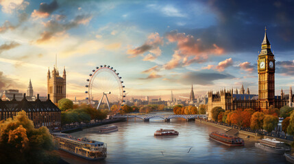 London city Beautiful Panorama view - obrazy, fototapety, plakaty