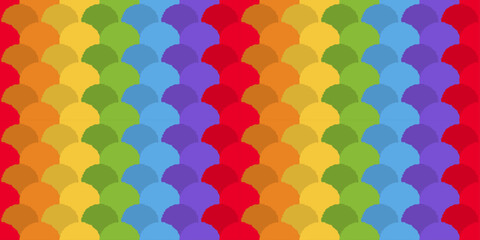Rainbow pattern of large dots.