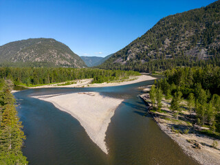 Drone Aerial View Similkameen River British Columbia Canada Landscape