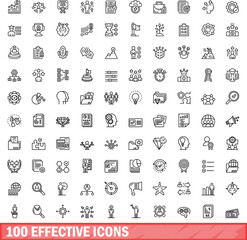 100 effective icons set. Outline illustration of 100 effective icons vector set isolated on white background