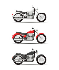 Najuor vector image of a classic motorcycle in various colors.