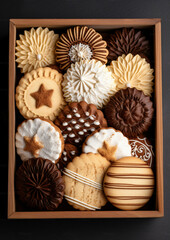 Obraz na płótnie Canvas Delicious cookies in box arrangement