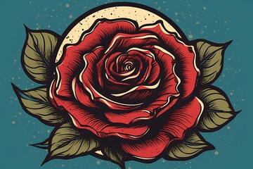 red rose on blue background logo