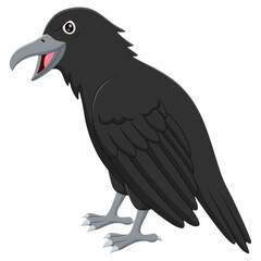 Cartoon crow standing. Vector illustration