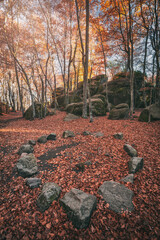 Witchcraft ritual site in autumn