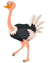 Cartoon happy ostrich. Vector illustration
