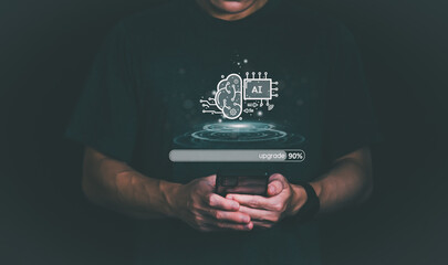 Businessmen upgrading AI systems To have more talent and intelligence, concepts management digital...