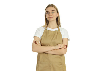 PNG, Young woman waitress isolated on white background
