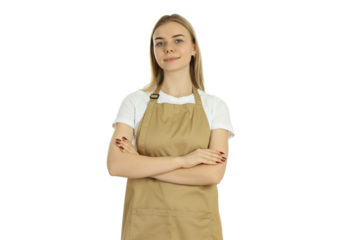 PNG, Young woman waitress isolated on white background