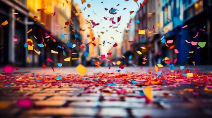 Street Party with Colorful Confetti and Festive Vibes