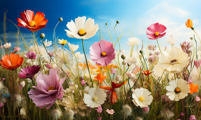 Fototapeta na wymiar Spring Serenity: Flower Meadow Landscape