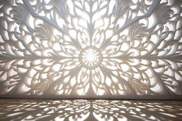 white arabesque shadow on the wall pattern background