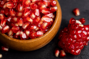 Delicious ripe red pomegranate with red and juicy grains
