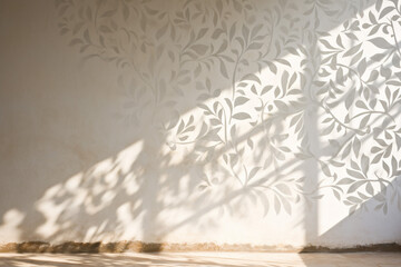 white arabesque shadow on the wall pattern background
