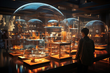 Exploring the realm of Innovative Workplace Technology, showcases a futuristic workplace enriched with abstracts and holograms.