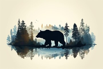 Forest silhouette in the shape of a wild animal wild